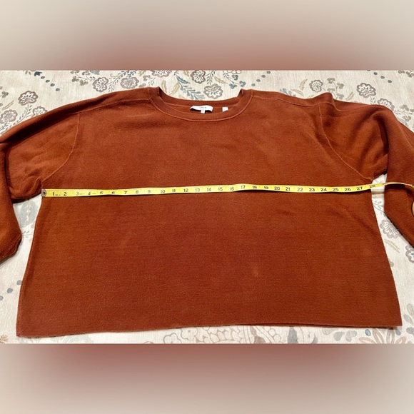 Vince. Woman’s Cotton Brown Pullover Cropped Sweater Wide Sleeve Large - Picture 7 of 10